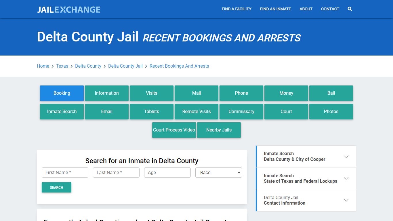 Delta County Jail TX Recent Arrests and Bookings - Jail Exchange