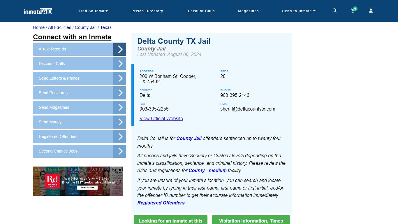 Delta County TX Jail - Inmate Locator